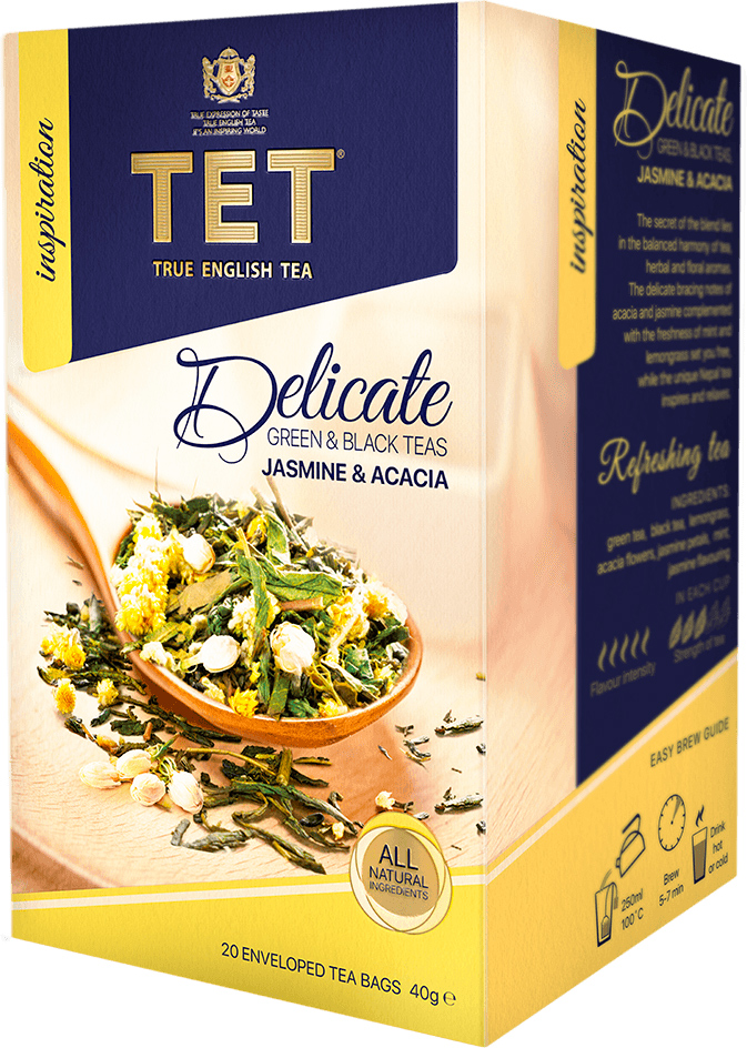Чай ТЕТ зеленый и черный Delicate Букет с травами 20 пакетиков по 2 г ...