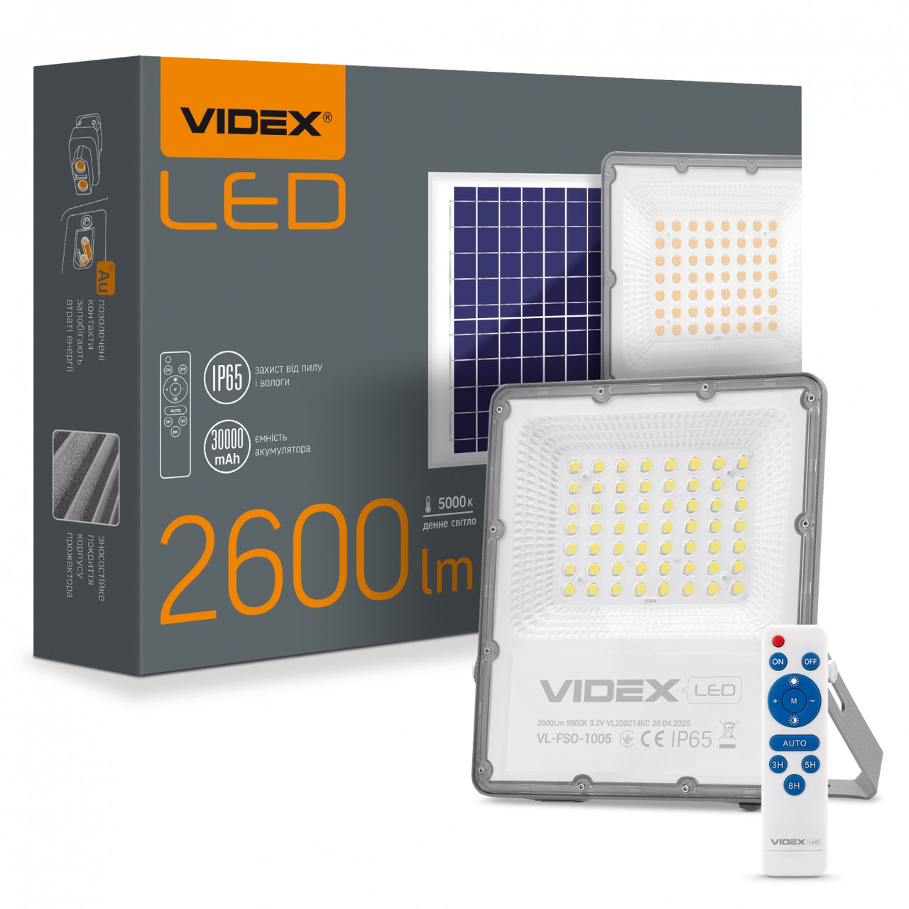 

LED прожектор автономный VIDEX 10W 5000K Сенсорный