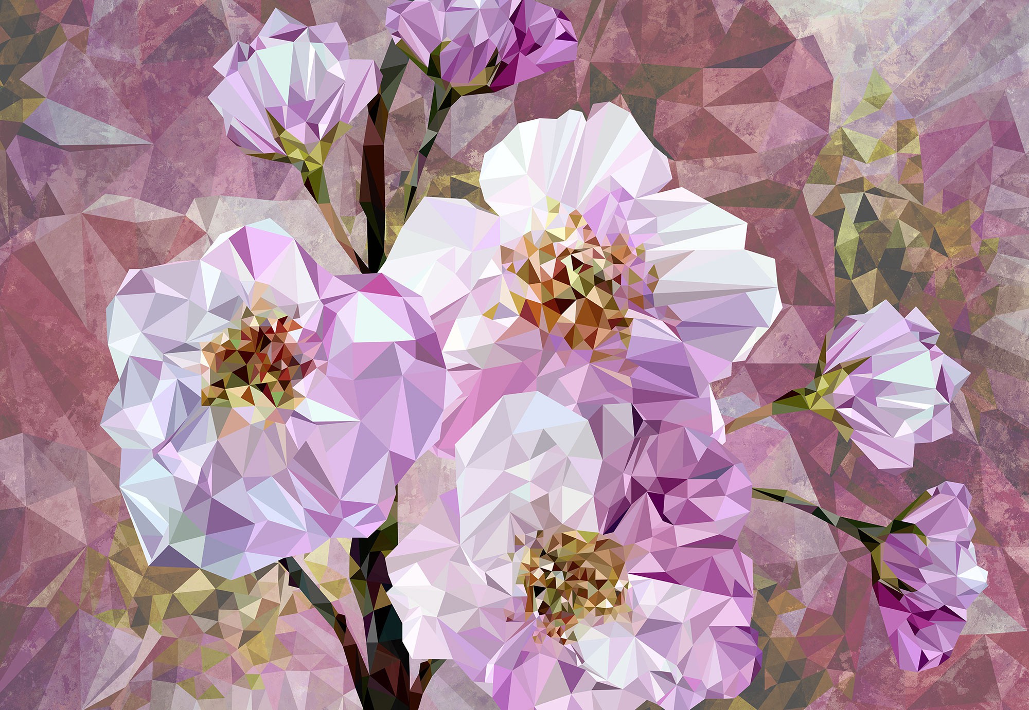

Фотообои флизелиновые Komar Blooming Gems (Цветущие драгоценные камни) 368х248 см 4 сегмента (XXL4-064)