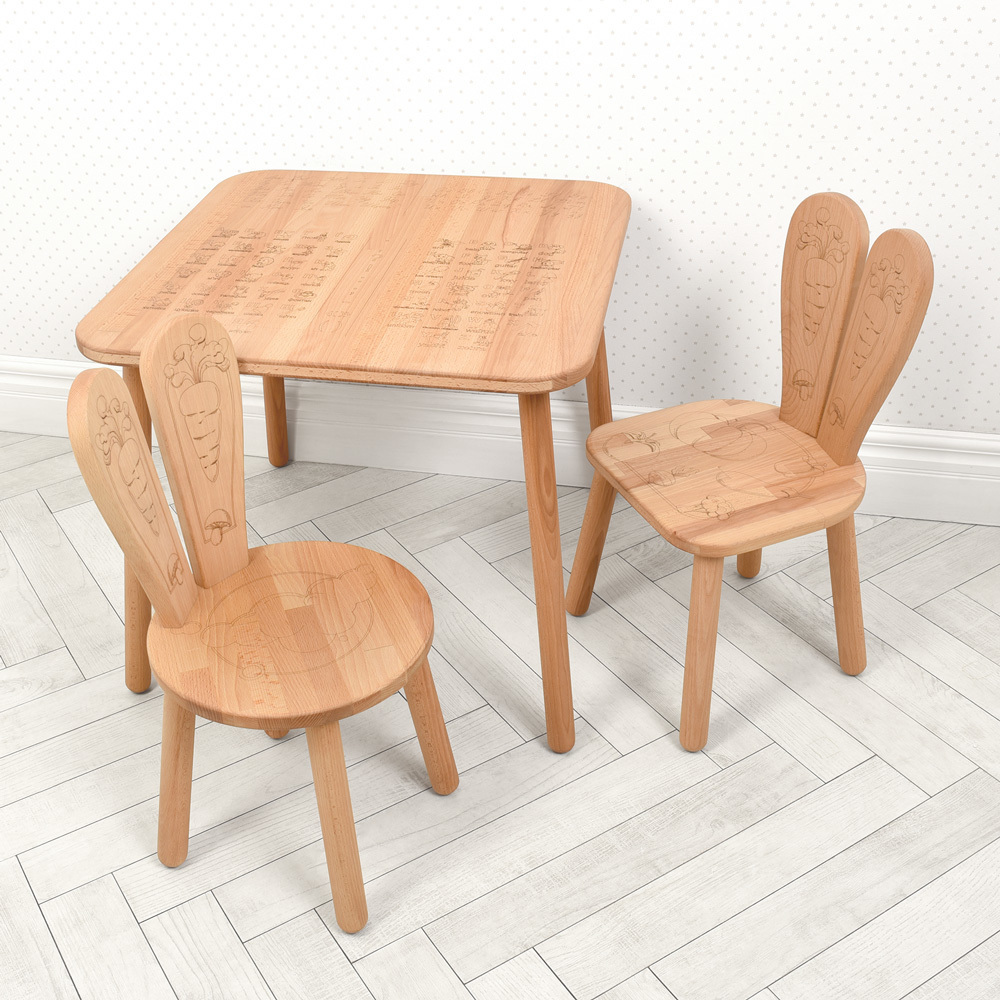 

Столик с 2-мя стульчиками Bambi Зайчик 04-025EA+1 Wood (04-025EA+1)