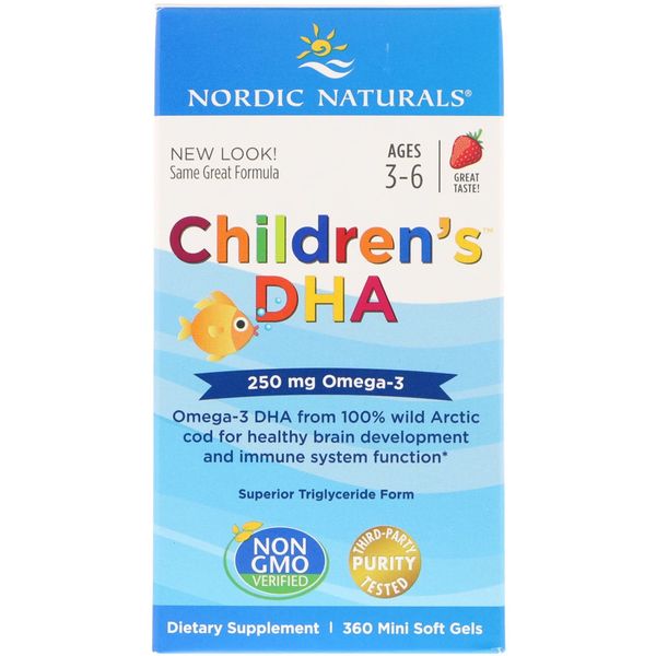 

Рыбий жир ДГК для Детей Nordic Naturals Children's DHA 250 mg 360 мини капсул