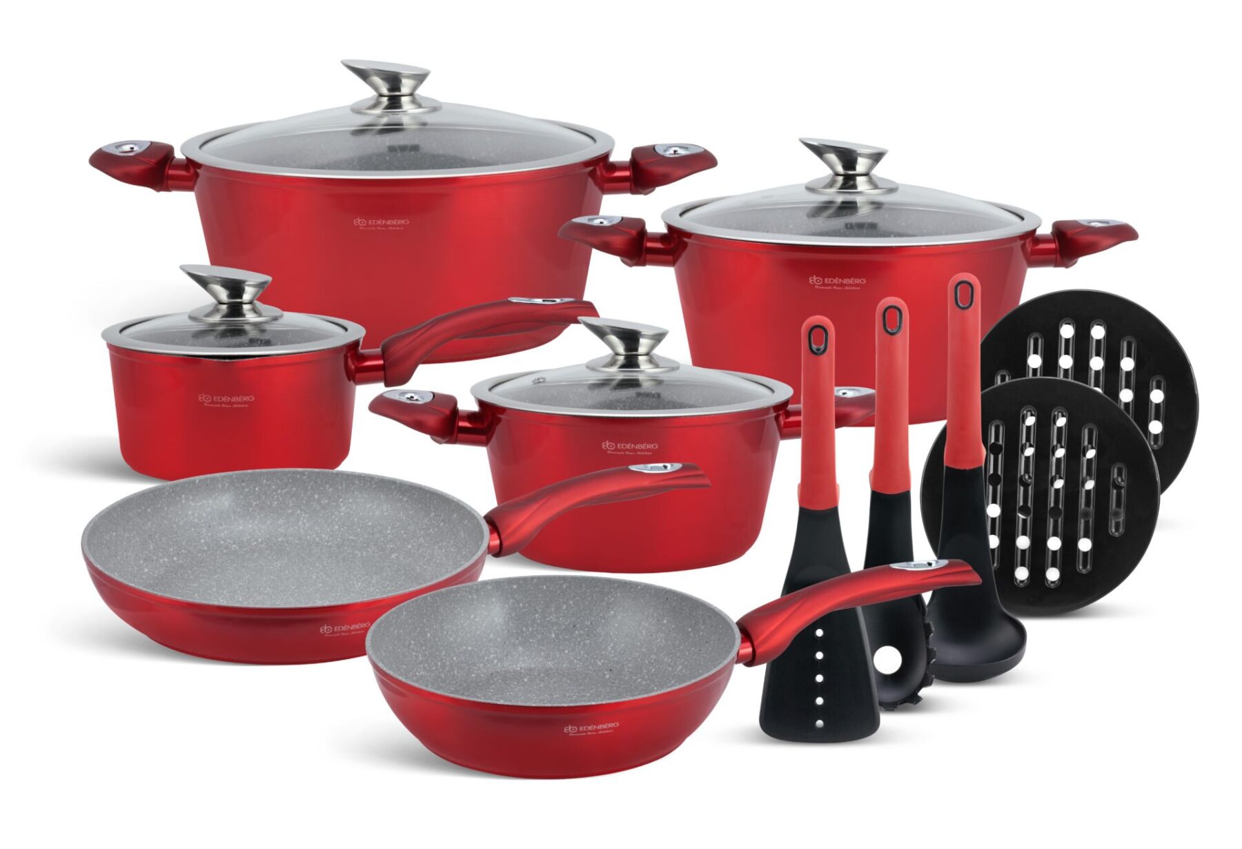 

Набор посуды Edenberg EB-5621 Red Metallic - 15 пр