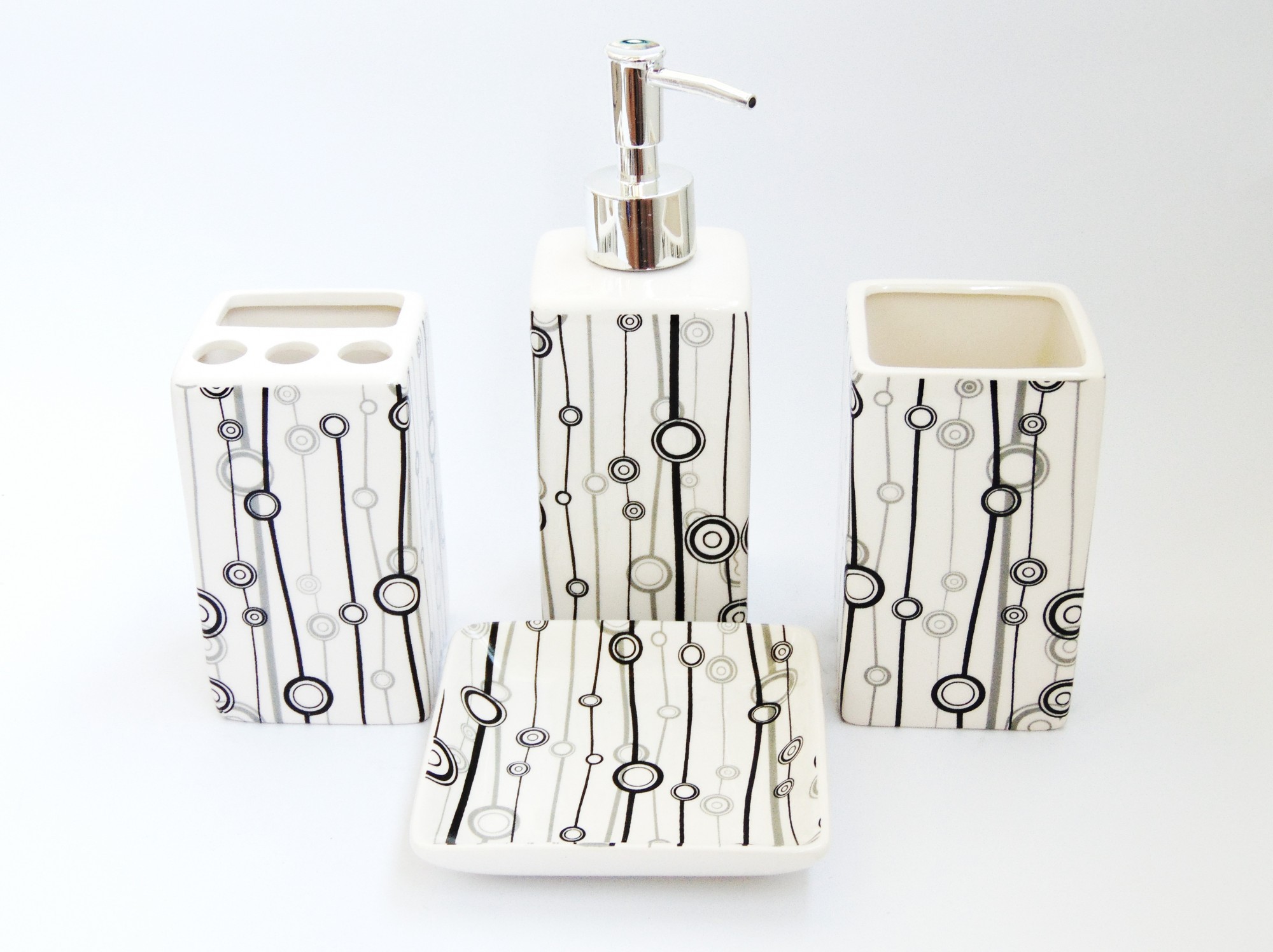 

Набор аксессуаров Ceramic Set керамический Бело-черный (32069B)