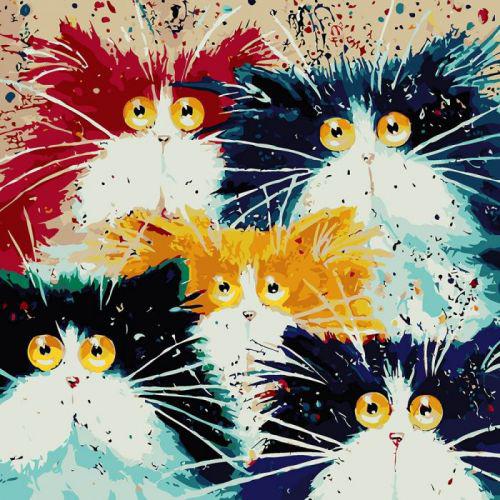 

Картина по номерам "Семейство котов" КНО4038 Идейка (TC50964)