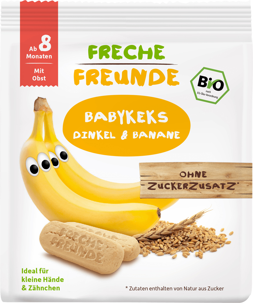 Органическое детское печенье Freche Freunde Банановое с 8-ми месяцев ...