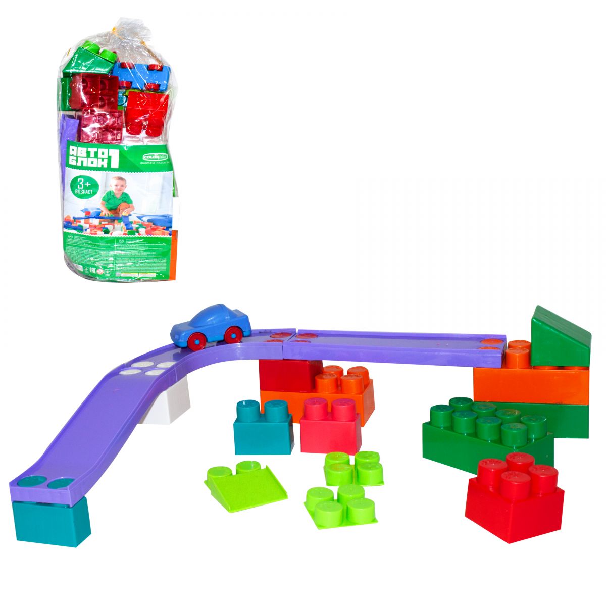

Конструктор Авто-Блок №1 42 детали Colorplast (1777) (26911)
