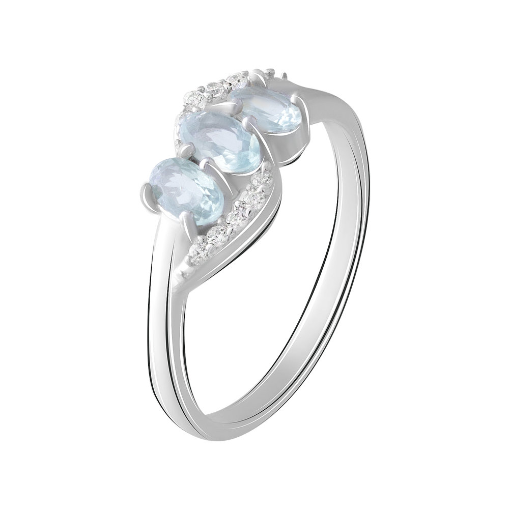 

Срібна каблучка 925 проби2,52 гр. з індійськими олександритами та цирконами 0,84 карат Valentine розмір 18.5