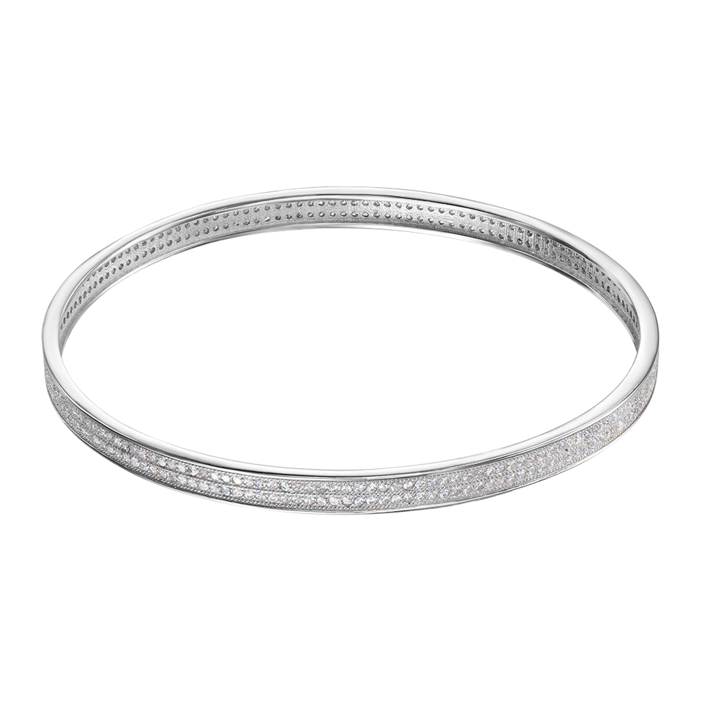 

Серебряный жесткий браслет с фианитами 000135684 б/р размера