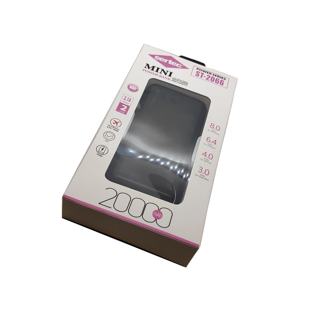

Power Bank Внешний аккумулятор 20000мАч 2xUSB 2.1А Sertec ST-2066