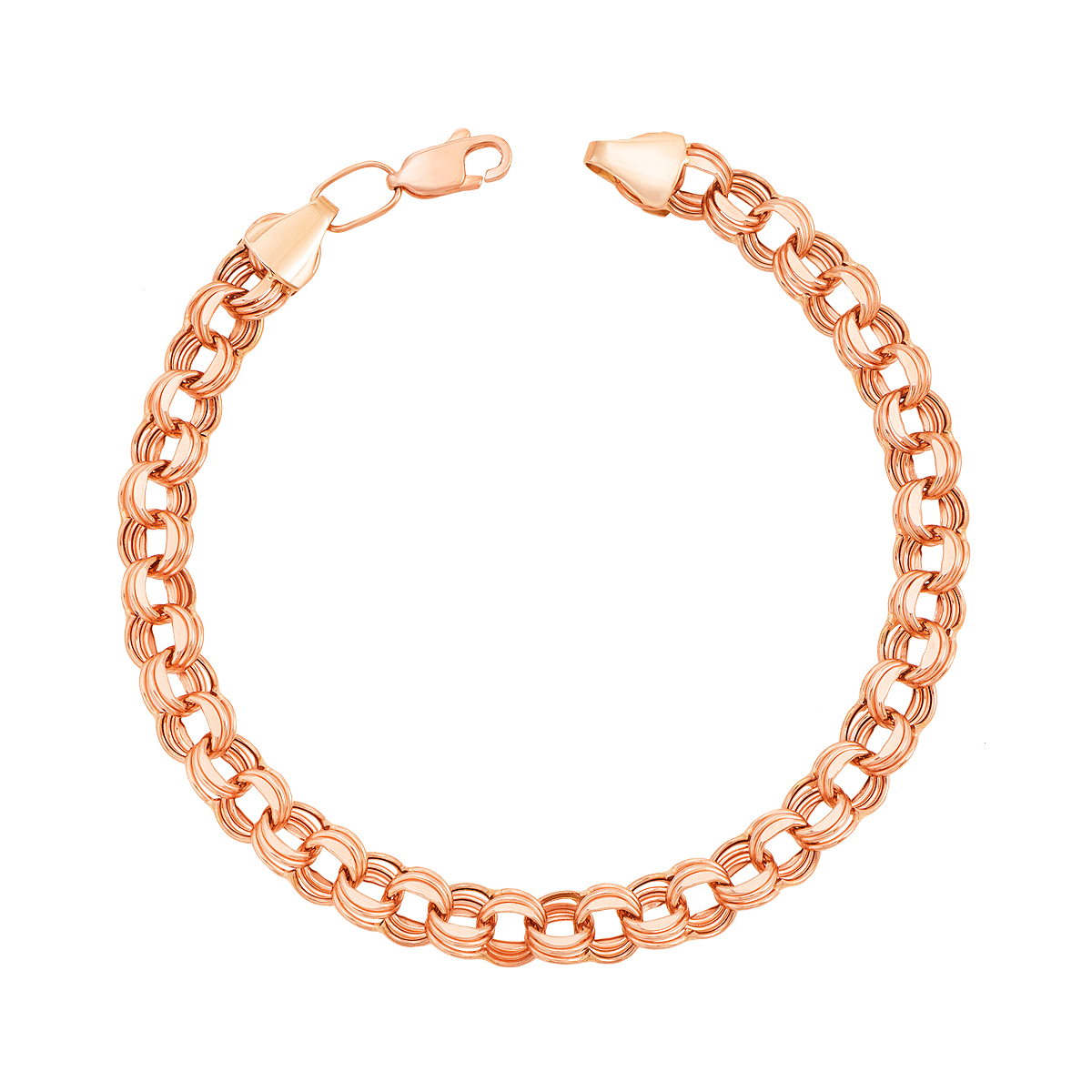 

Браслет из красного золота в плетении бисмарк с алмазной гранью 000133257 24 размера