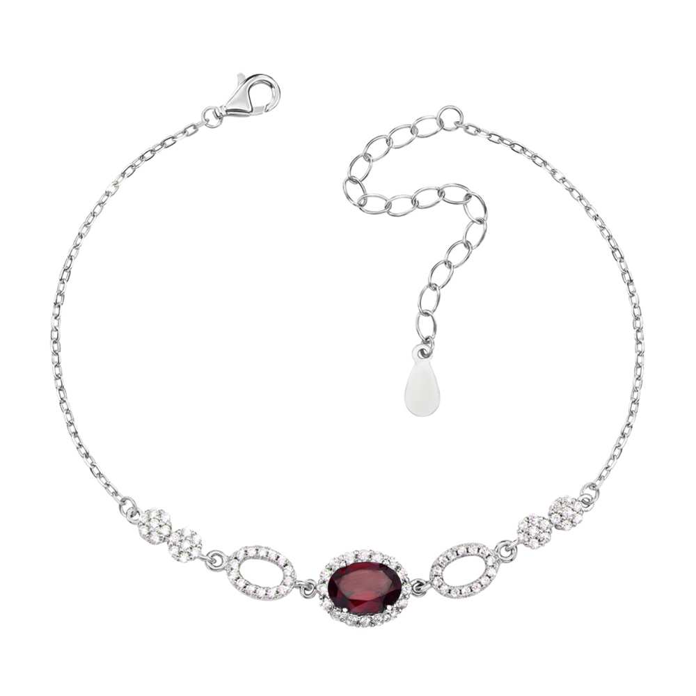 

Серебряный браслет с гранатом и фианитами 000131824 21.5 размера