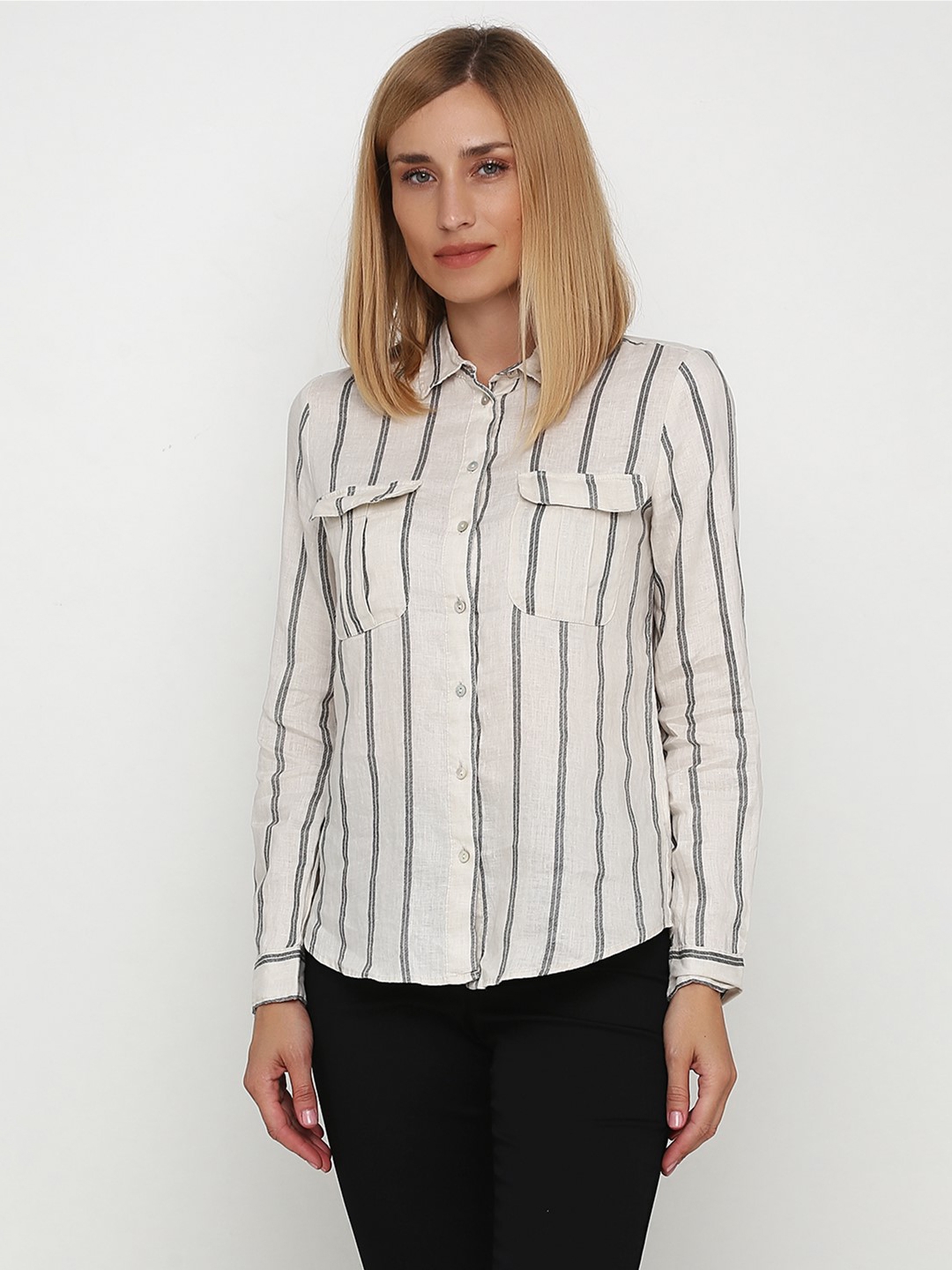 

Рубашка H&M 1604-7074889  Белая с черным, Рубашка H&M 1604-7074889 36 Белая с черным