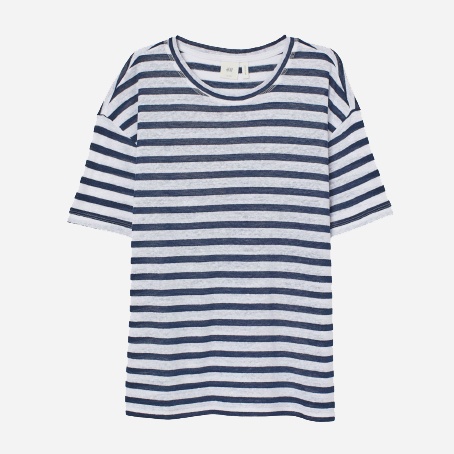 

Футболка H&M 1704-8356071  Белая с темно-синим, Футболка H&M 1704-8356071 XS Белая с темно-синим