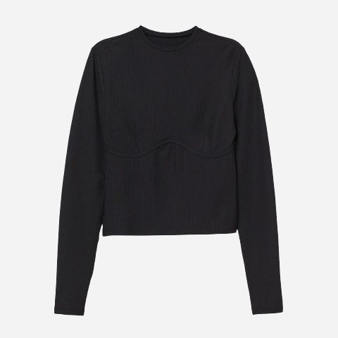 

Лонгслив H&M 1912-7626190 XS Черный