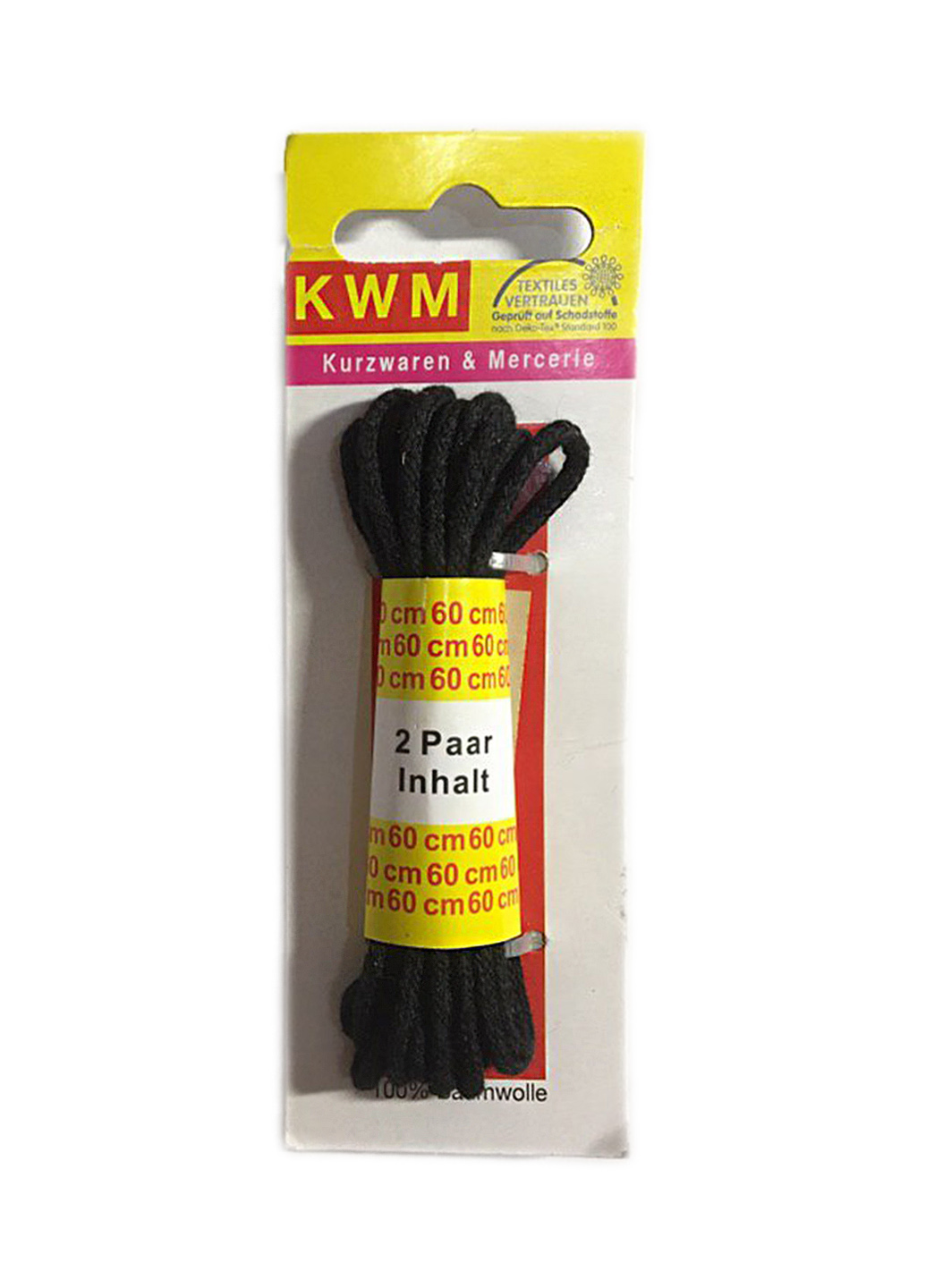 

Шнурки черные KWM 60 см KWM черный IS-10451