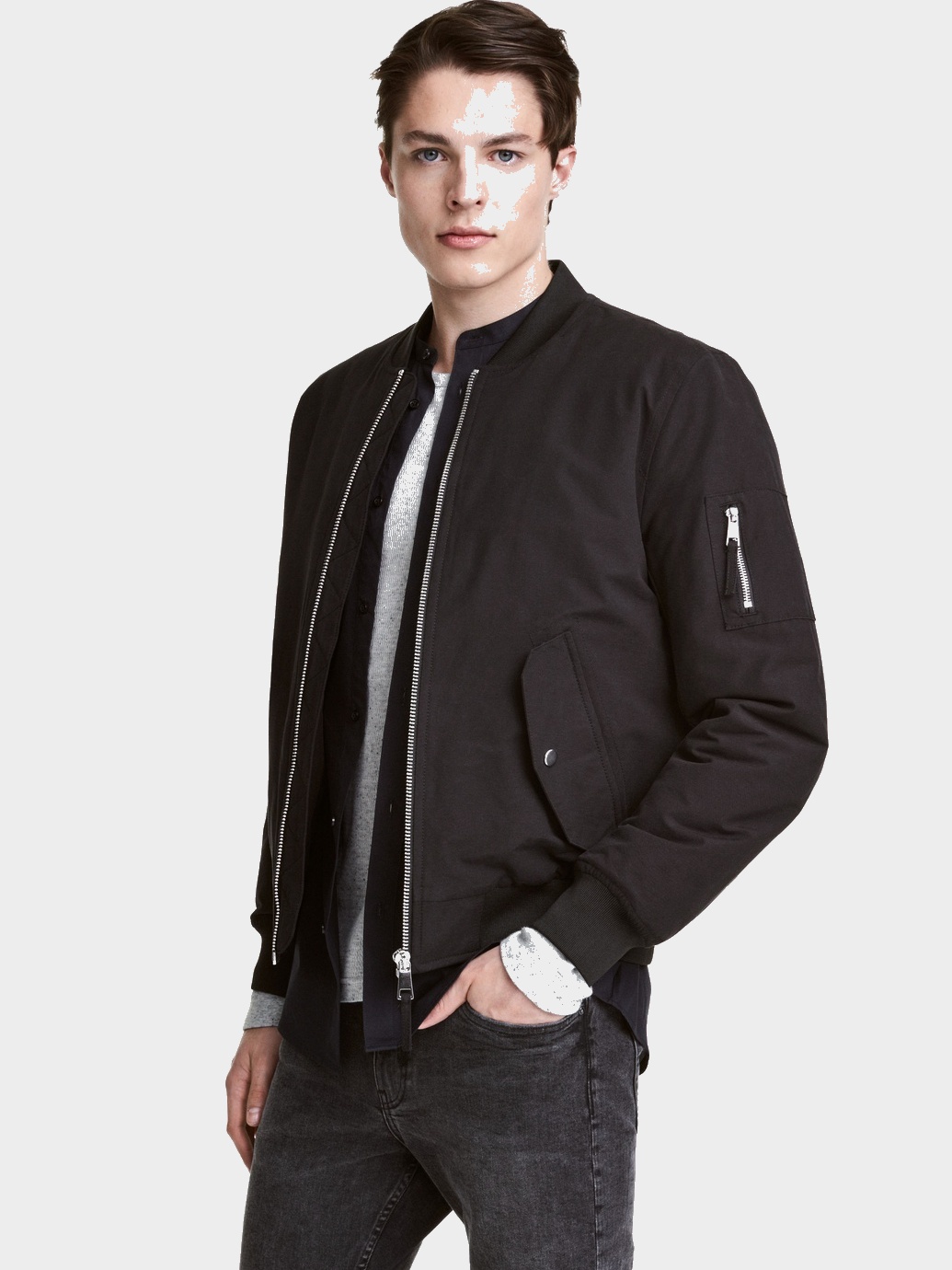 

Бомбер H&M 0340126_черн_01 L Черный