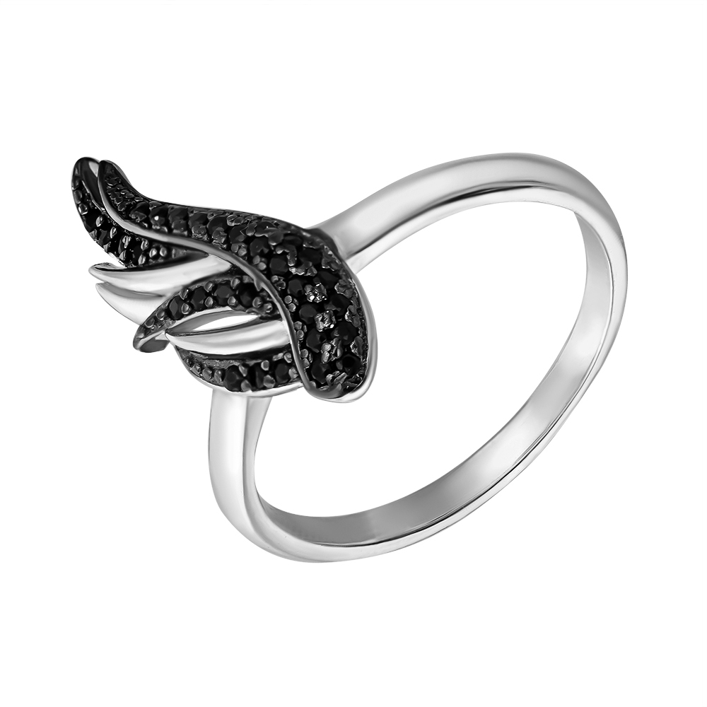 

Серебряное кольцо с черными фианитами 000132656 17 размера