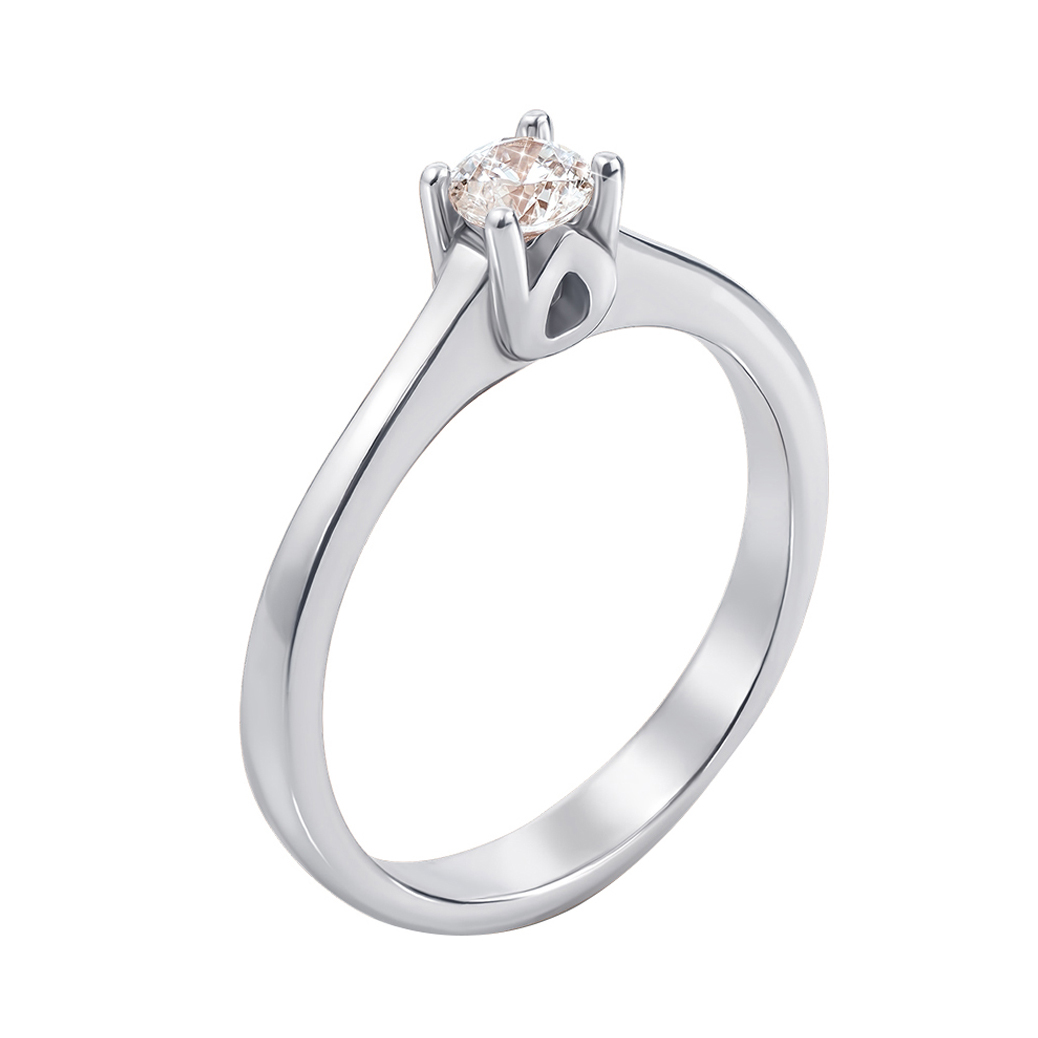 

Помолвочное кольцо из белого золота с цирконием Swarovski 000126396 15.5 размера