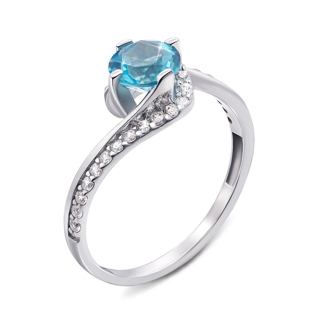 

Серебряное кольцо с топазом и фианитами 000136407 16.5 размера