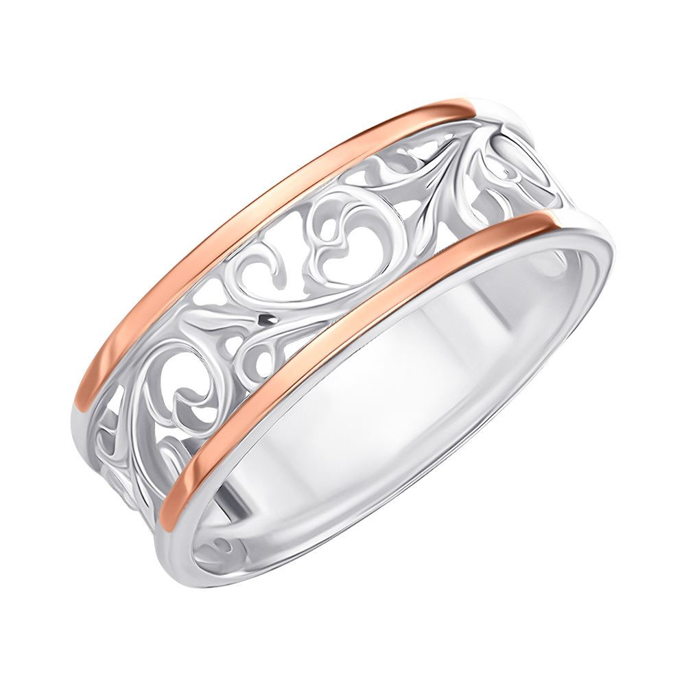 

Серебряное кольцо с золотыми накладками 000146058 18 размера