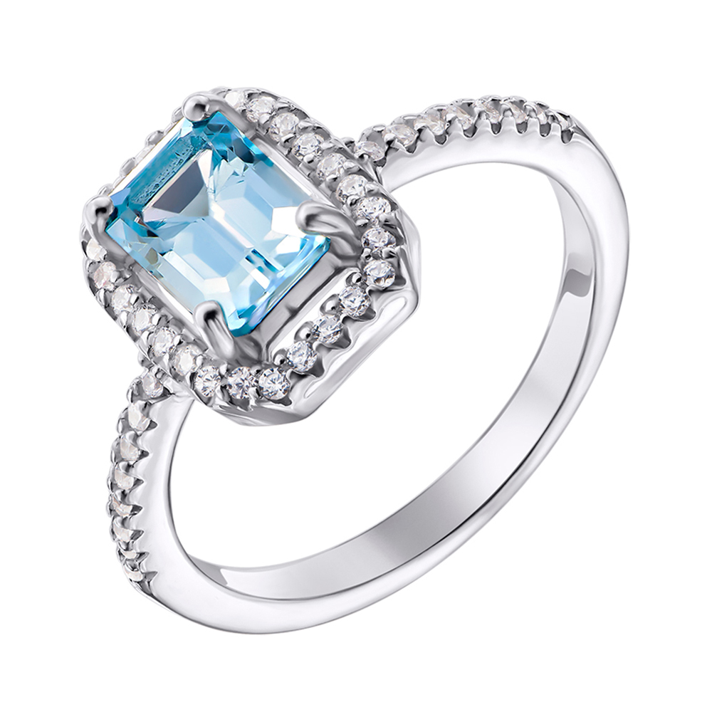 

Серебряное кольцо с топазом swiss и фианитами 000133831 18 размера