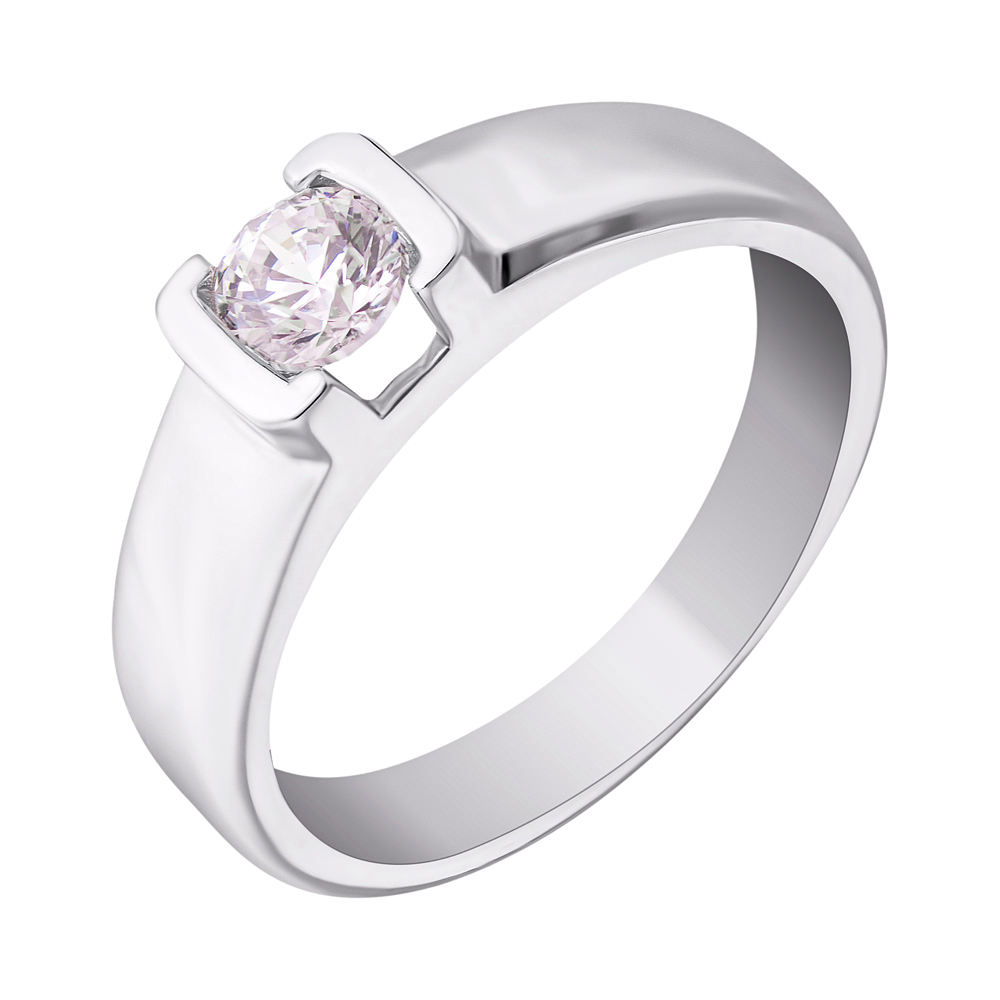 

Кольцо из белого золота с цирконием Swarovski 000010486 16 размера