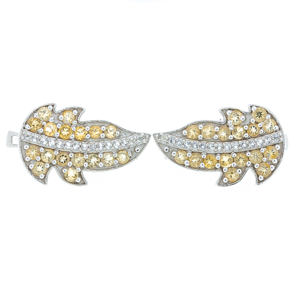 

Срібні сережки 925 проби 5,48 гр. з цитринами з США та білими топазами 1,33 карат Valentine