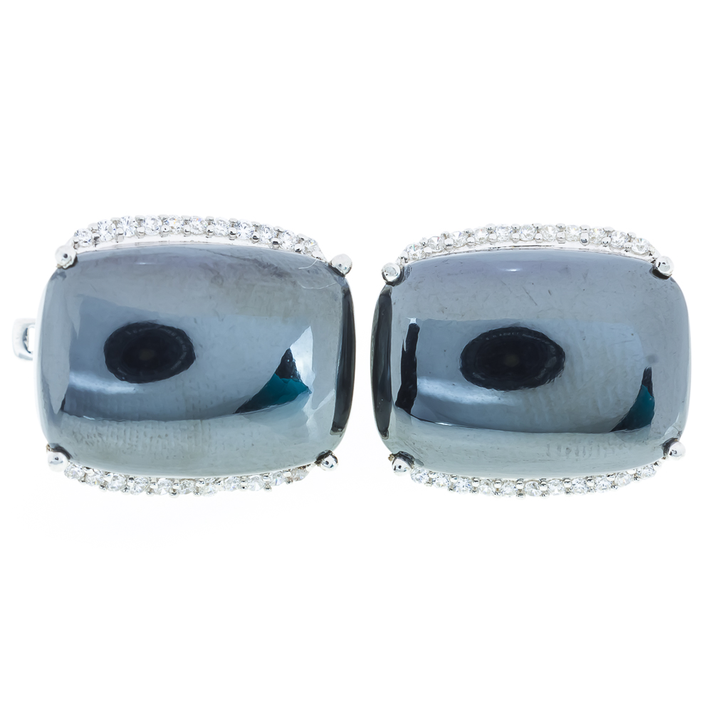 

Срібні сережки 925 проби 12,92 гр з гематитом та цирконами 41,11 карат Valentine