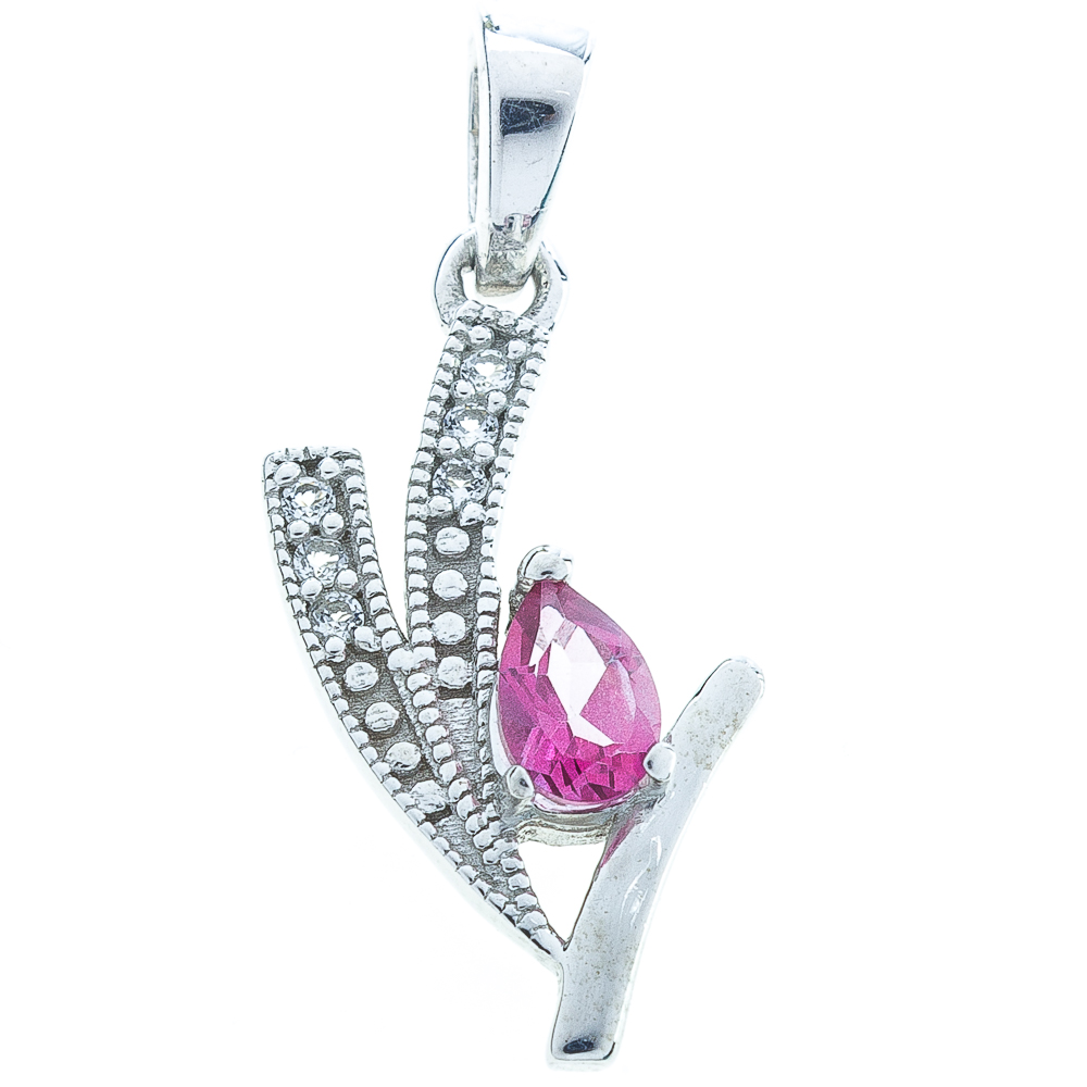 

Срібна підвіска 925 проби 2,21 гр. з бразильським рожевим топазом та білими топазами 0,4 карат BoutiqueTV