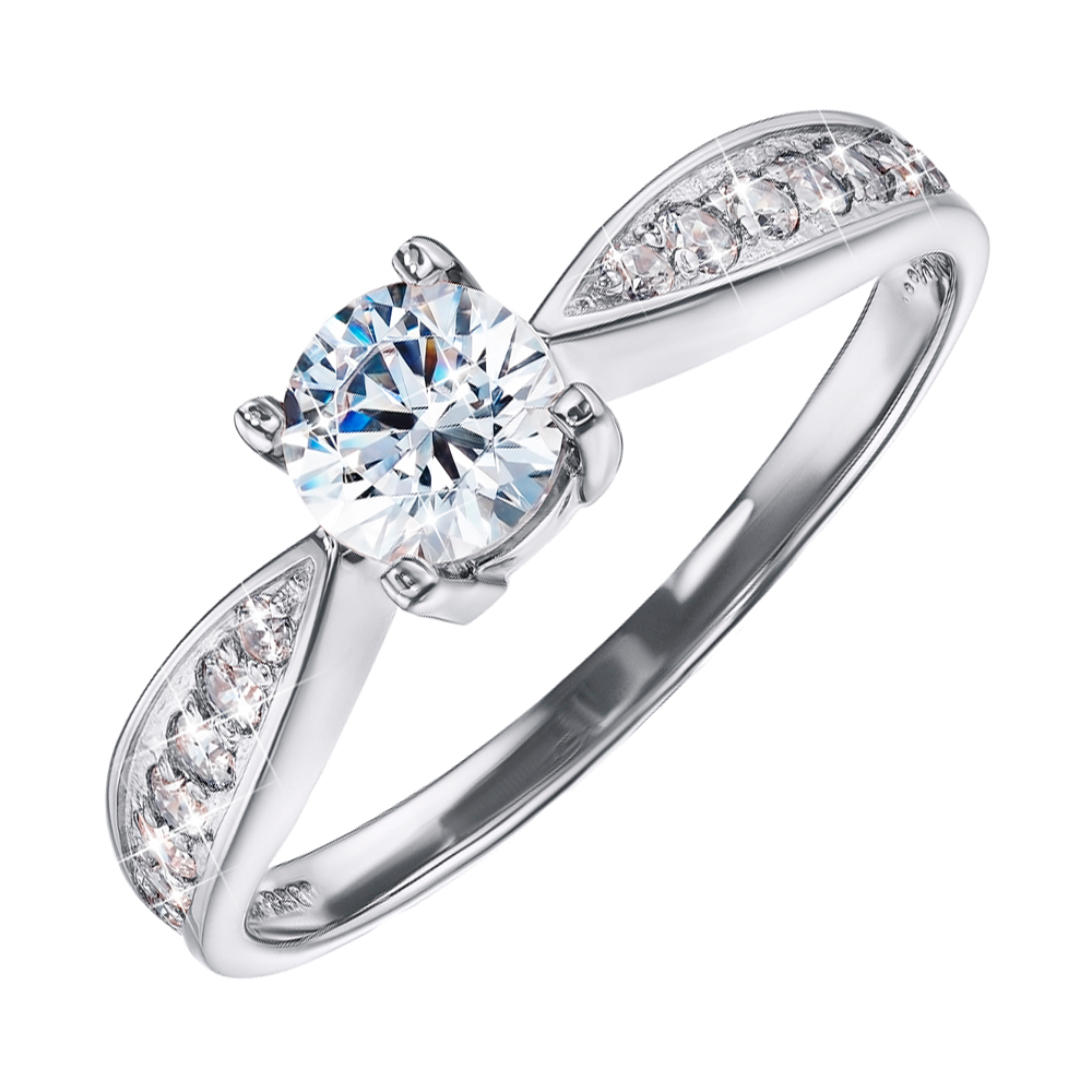 

Кольцо Орион в белом золоте с кристаллом Swarovski 17.5 размера