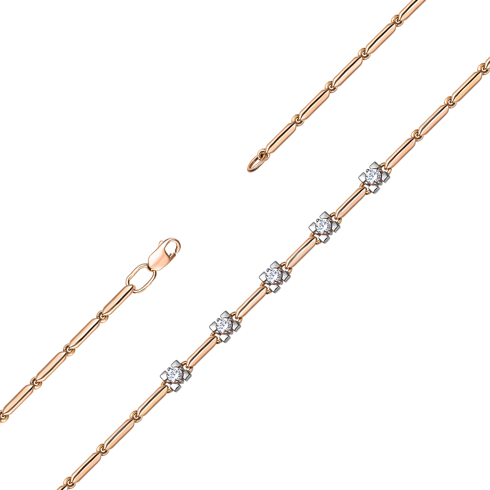 

Золотой браслет в комбинированном цвете с фианитом S Zirconia 000147909 17 размера