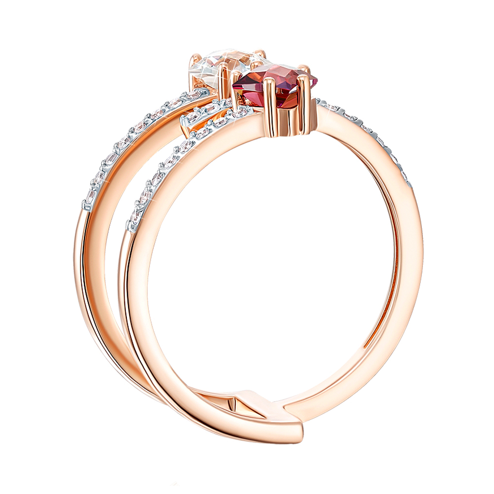 

Кольцо из красного золота с кристаллами Swarovski и родированием 000138824 16 размера