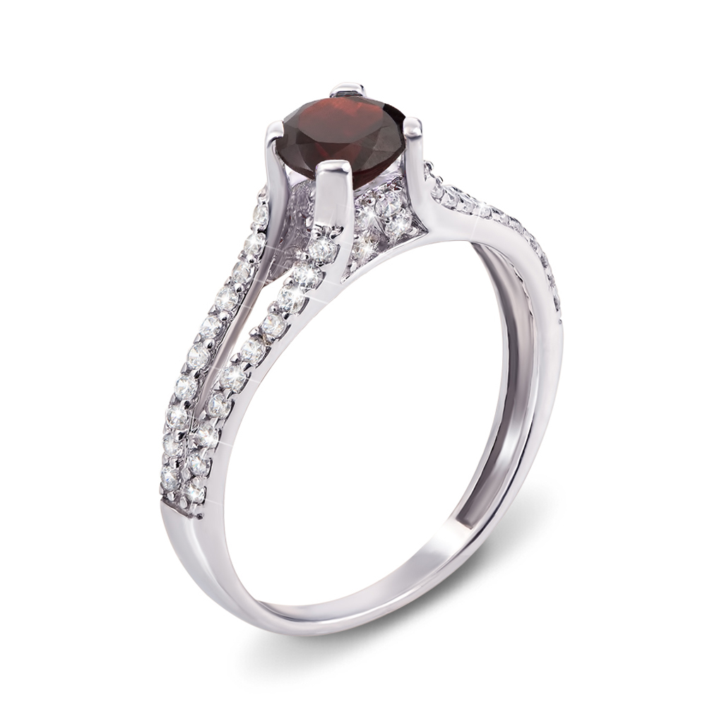 

Серебряное кольцо с гранатом и фианитами 000136329 17 размера