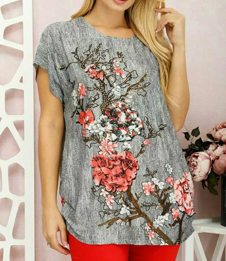 

Fashions • Женская футболка Сакура Fashions 50-54 светло-серый