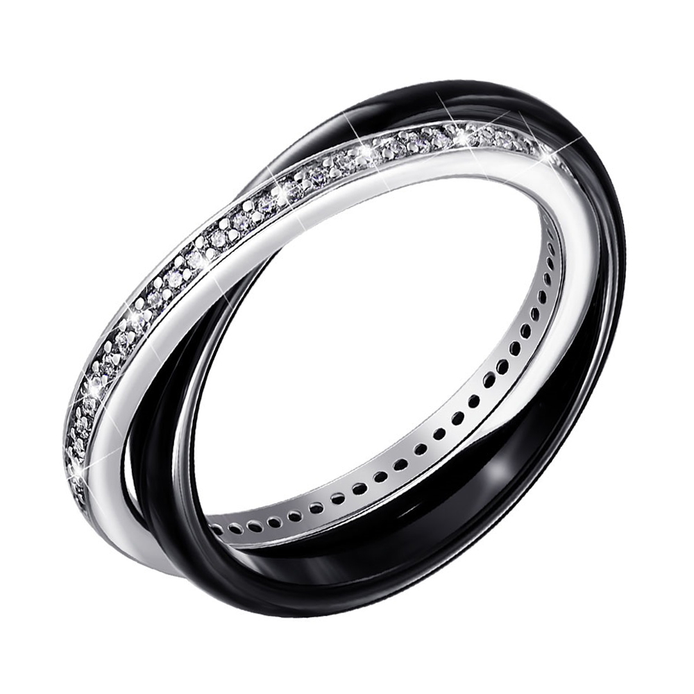

Серебряное кольцо с керамикой и фианитами 000140154 19 размера