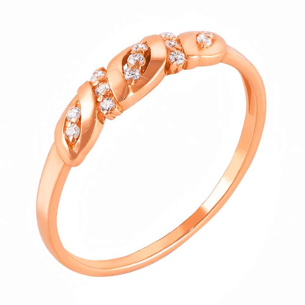 

Золотое кольцо Фьюри в красном цвете с фианитами 18 размера