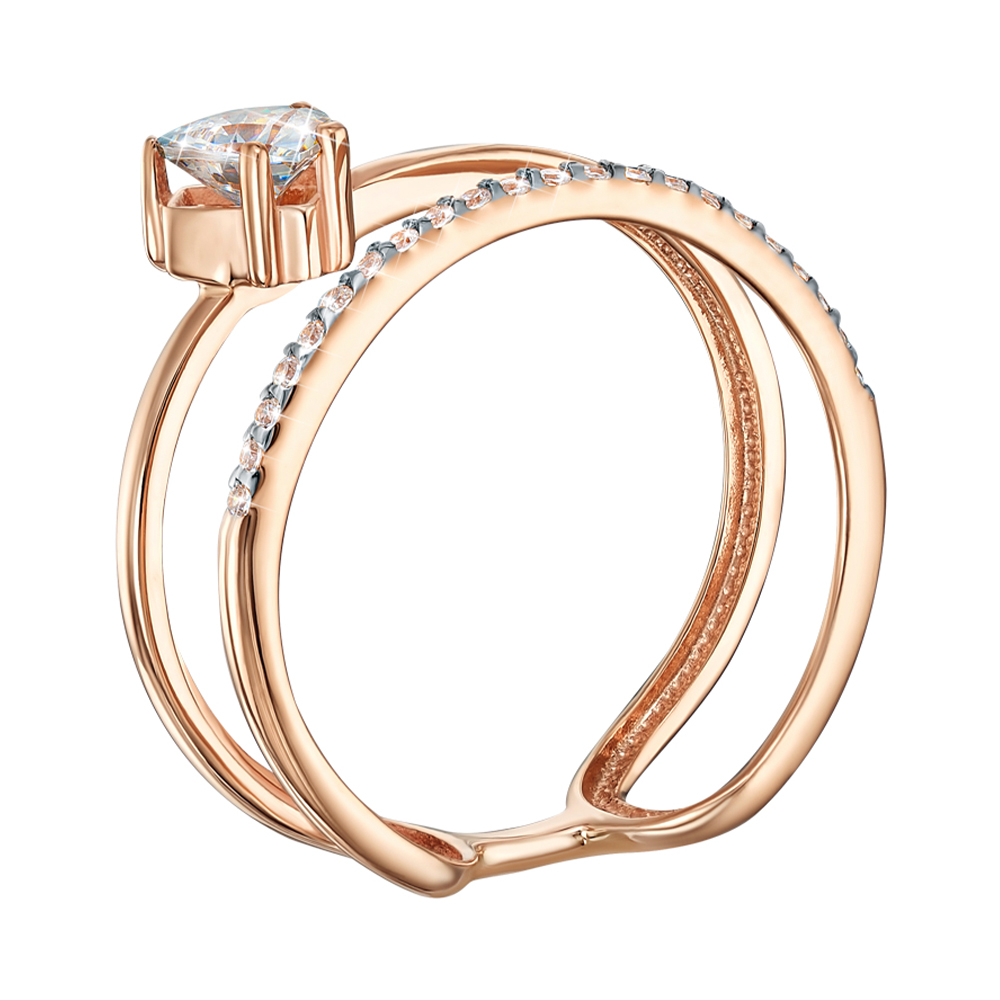

Кольцо из красного золота с кристаллами Swarovski и родированием 000138825 17 размера
