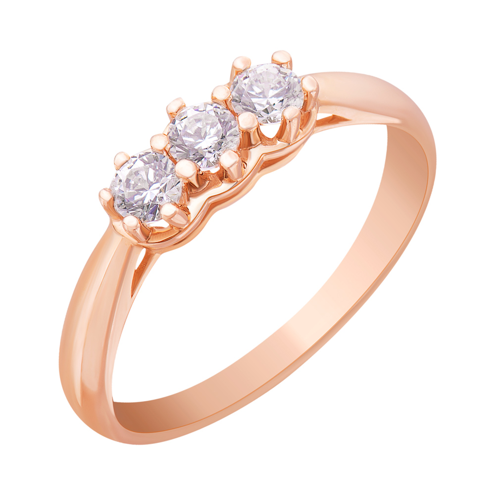 

Золотое кольцо с белыми цирконием Swarovski 000010487 б/р размера