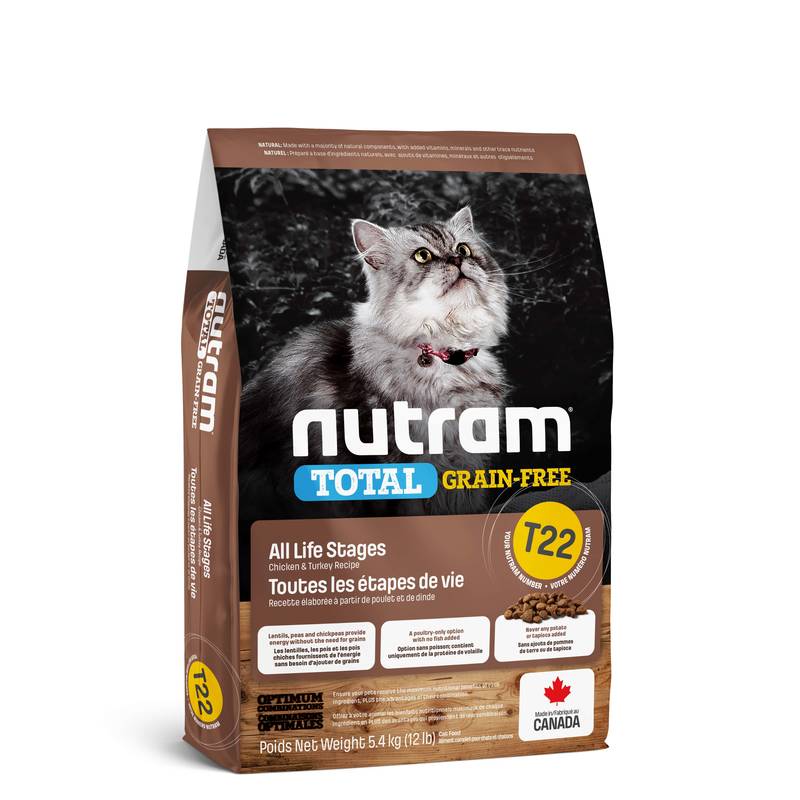 

Беззерновой корм для котов Nutram (Нутрам) TOTAL Grain-Free Turkey & Chicken Cat с курицей и индейкой (5,4 кг)