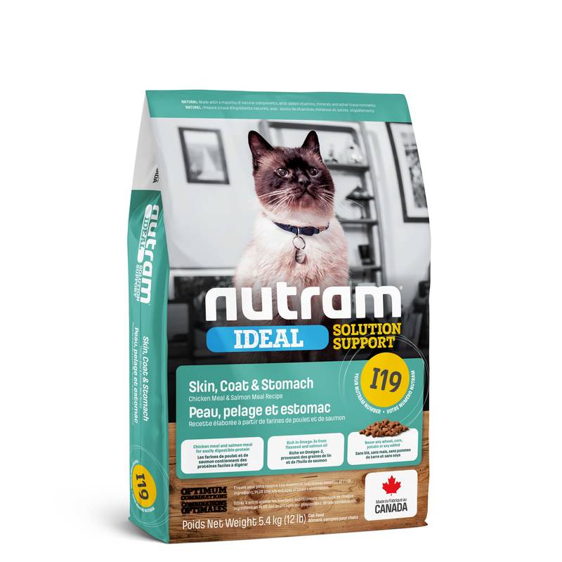 

Сухой корм для заботы о состоянии кожи и желудка у котов Nutram I19 Ideal Solution Support Sensitive Skin, Coat & Stomach Cat с курицей и рисом (20 кг)