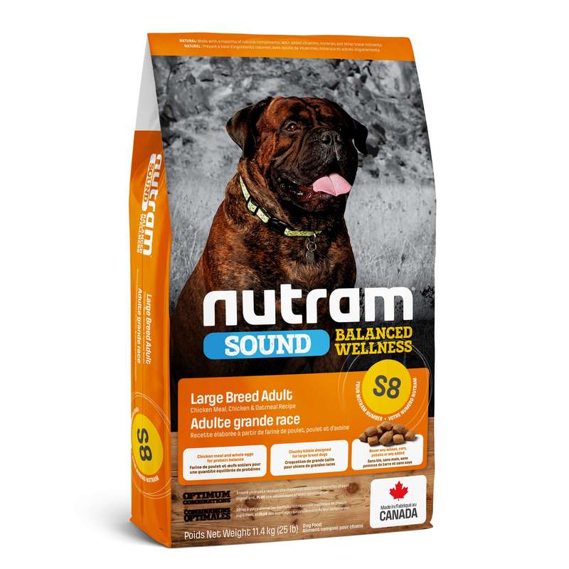 

Сухой корм для взрослых собак крупных пород Nutram (Нутрам) S8 Sound Balanced Large Small Breed Adult Dog с курицей (11,4 кг)