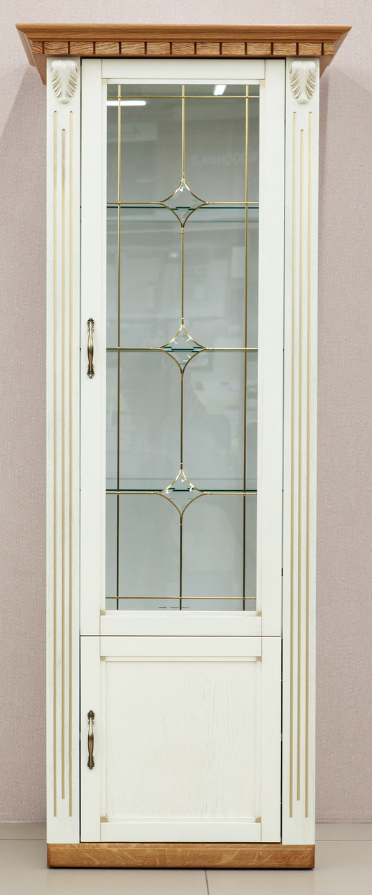 

Пенал с витражом Микс мебель Фридом слоновая кость / патина золото