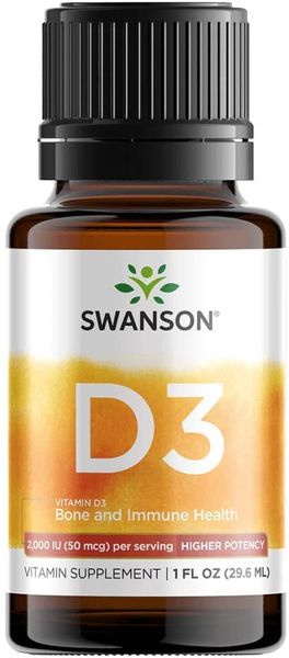 

Витамин D3 Vitamin D3 Swanson 400 МЕ 50 мкг 29.6 мл (SW170)