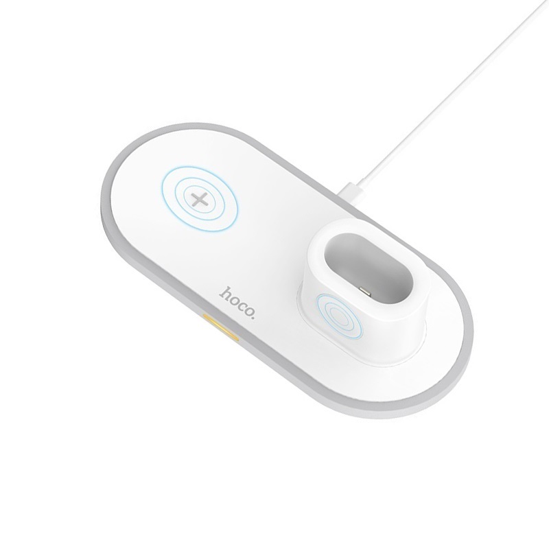 

Беспроводное зарядное устройство Qi Hoco CW21 3 в 1 iphone, apple watch, airpods White