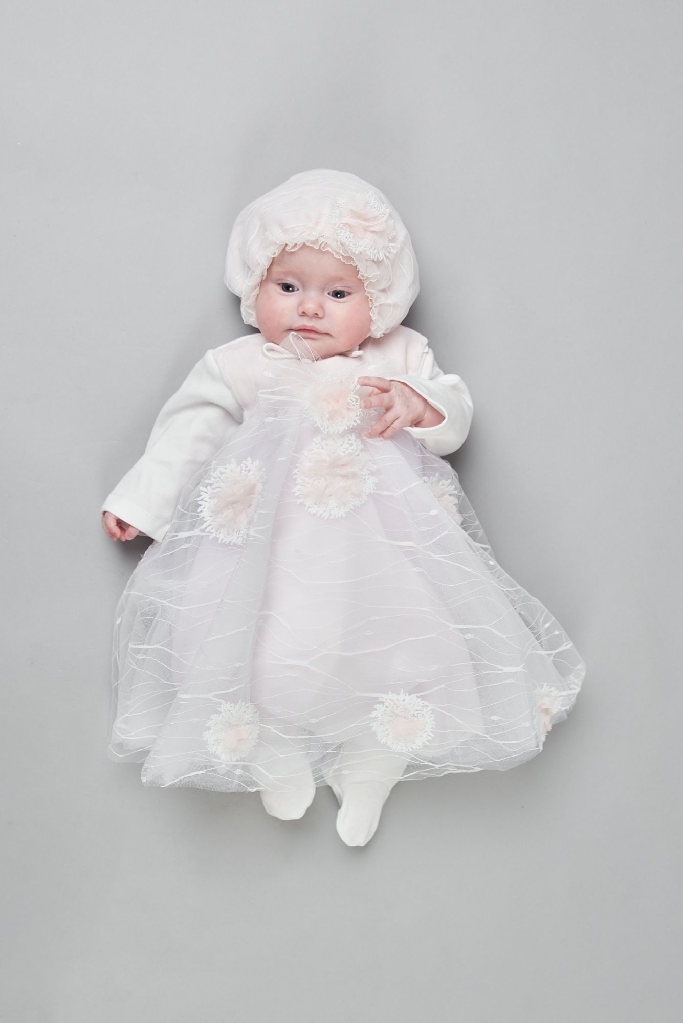 

Комплект нарядный Choupette на выписку с цветами молочный розовый 056 (995-43-056)