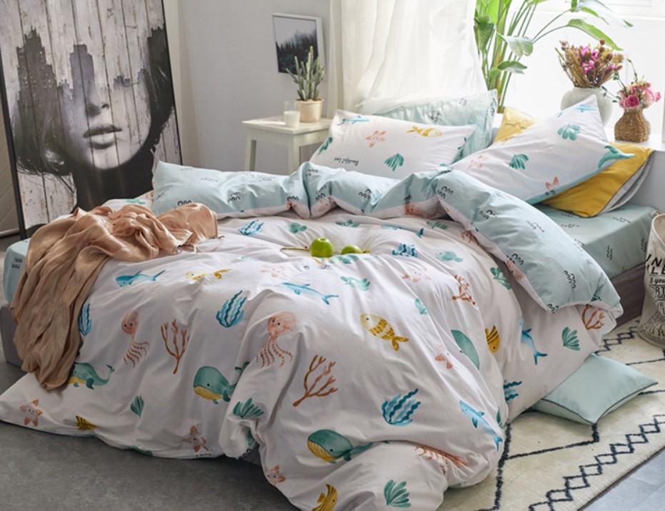 

Комплект постельного белья Marine life (полуторный) Berni Home Белый