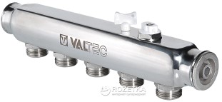 

Коллектор VALTEC из нержавеющей стали с межосевым расстоянием выходов 50 мм 1"х 3/4" евроконус (4 вых.) (VTc.505.SS.060504)