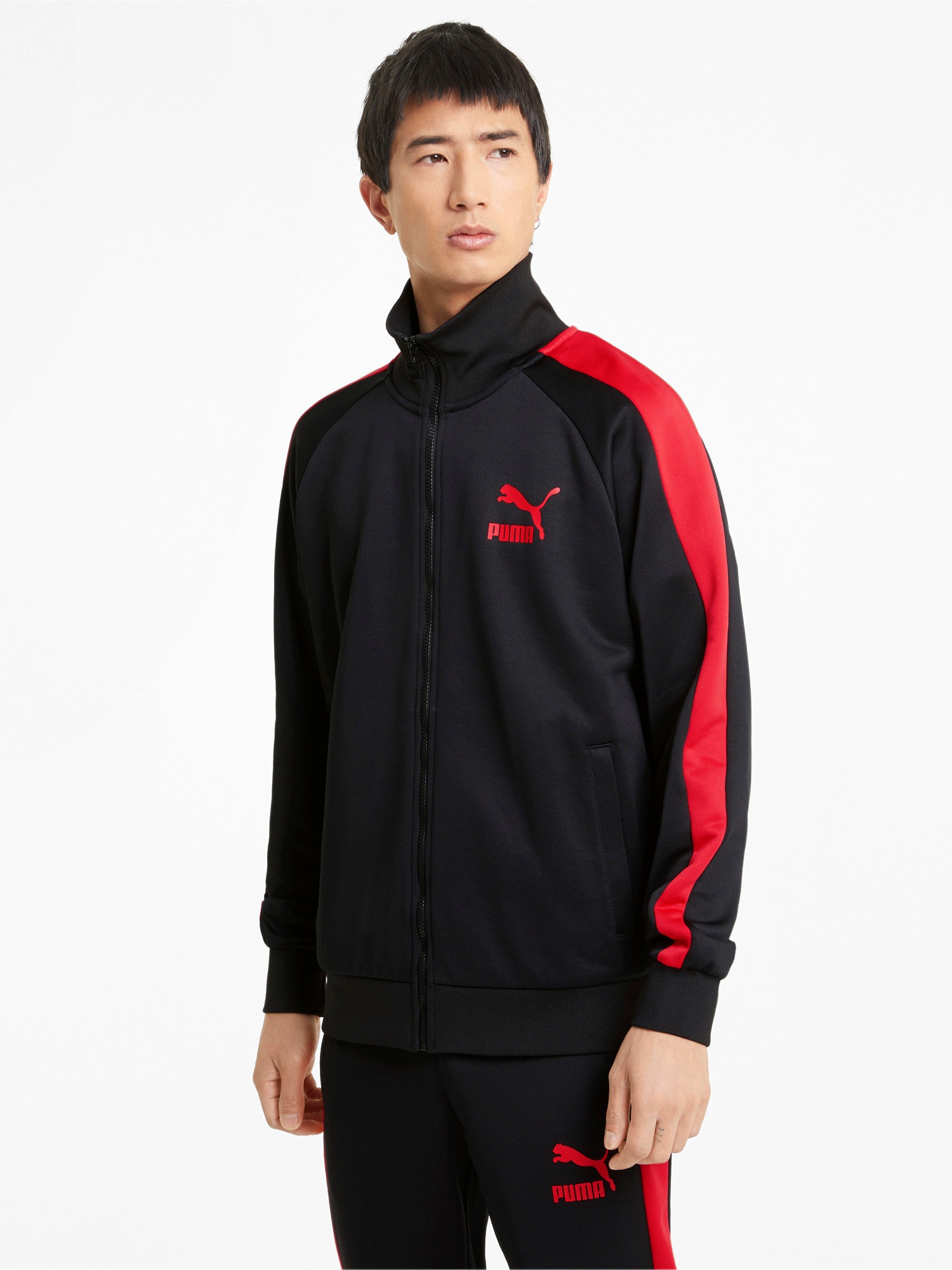 puma black and red track jacket