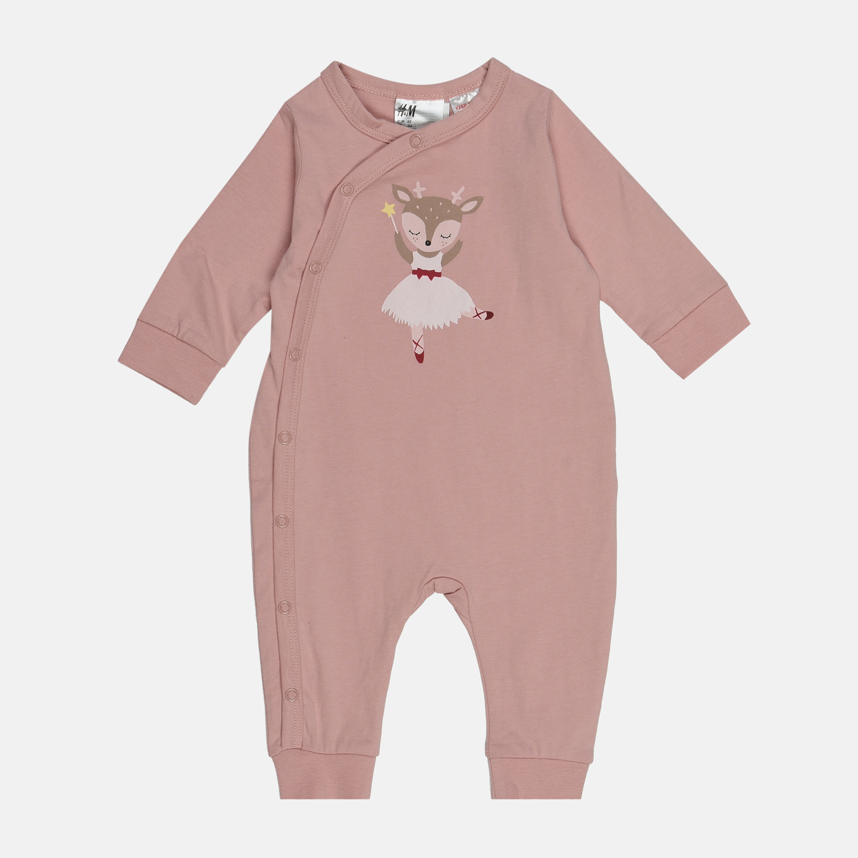 

Пижама (футболка с длинными рукавами + штаны) H&M 1603-6940469 62 см Розовая