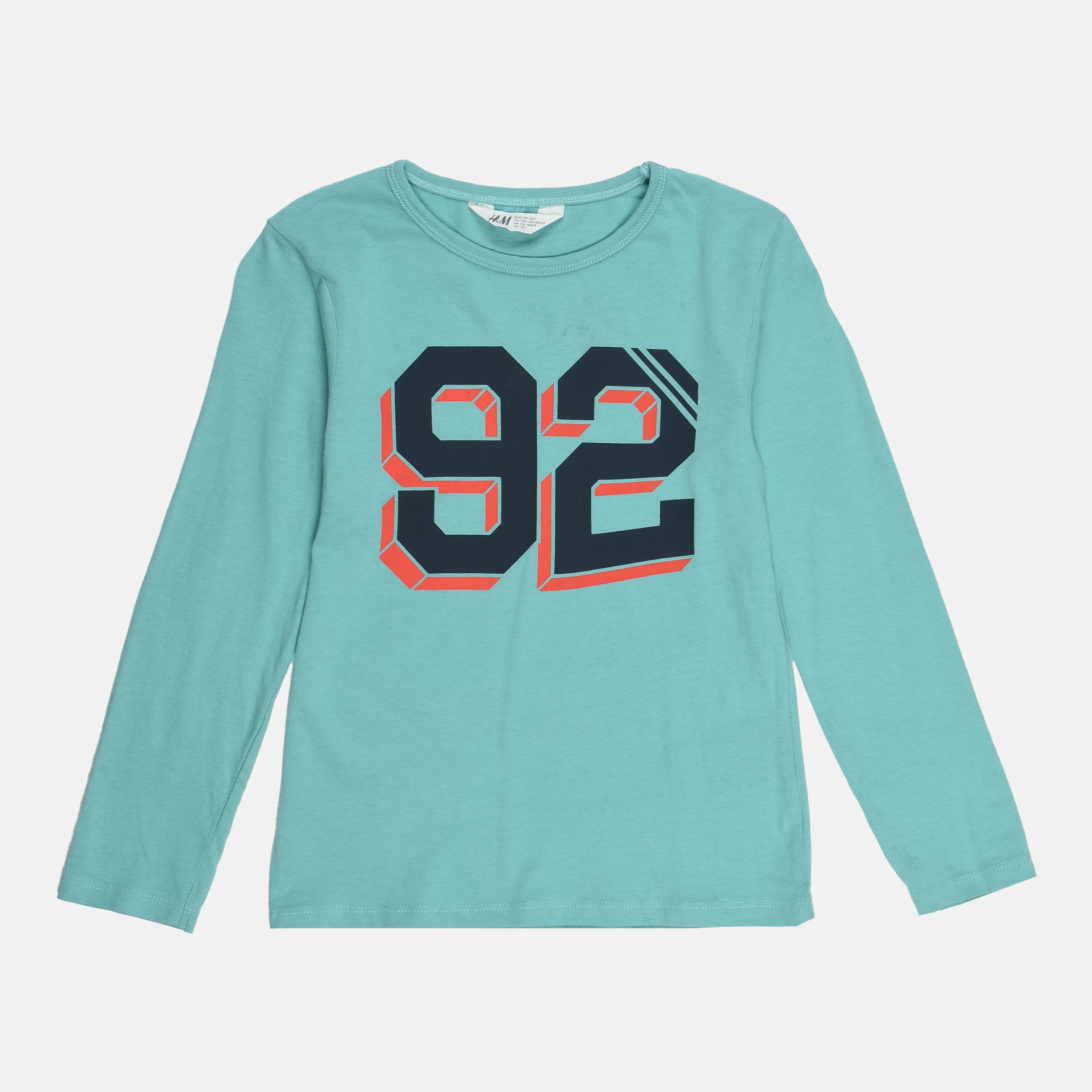 

Футболка с длинными рукавами H&M 2603-9252502 128 см Бирюзовая